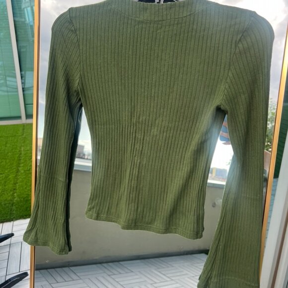 Reformation Green Ribbed Cardigan - Picture 6 of 8